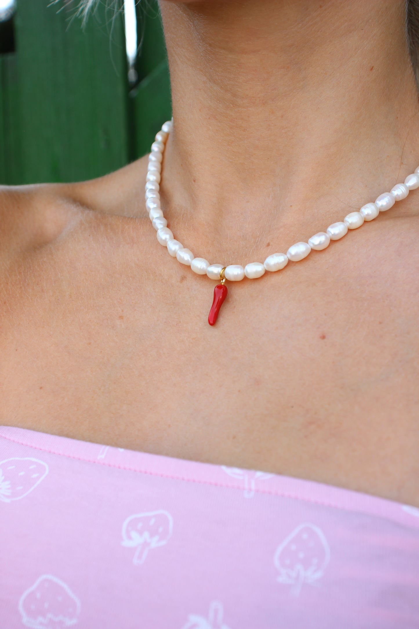 Chili Süßwasserperlen Choker