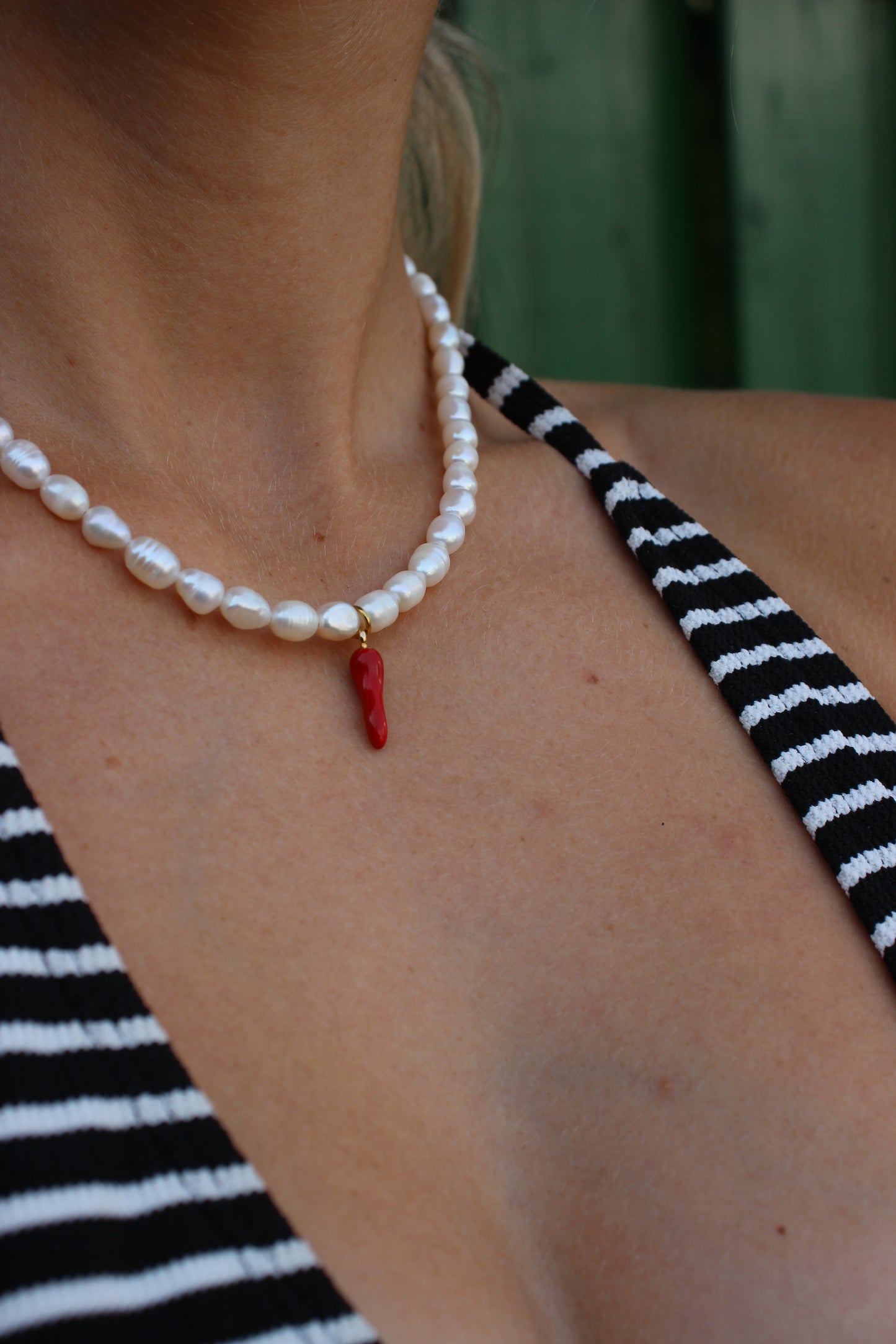 Chili Süßwasserperlen Choker