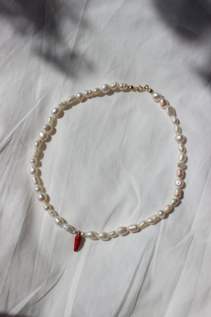 Chili Süßwasserperlen Choker