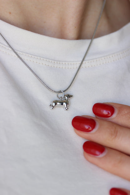 Dackel Halskette silber