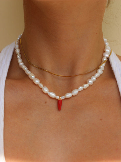 Chili Süßwasserperlen Choker