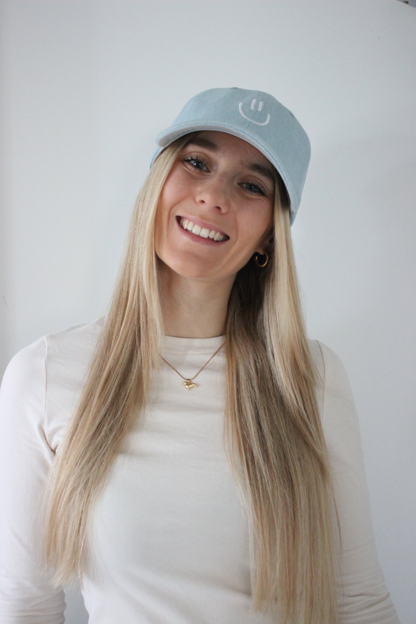 Smiley Kappe Jeansblau