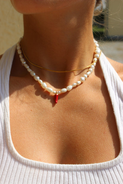 Chili Süßwasserperlen Choker