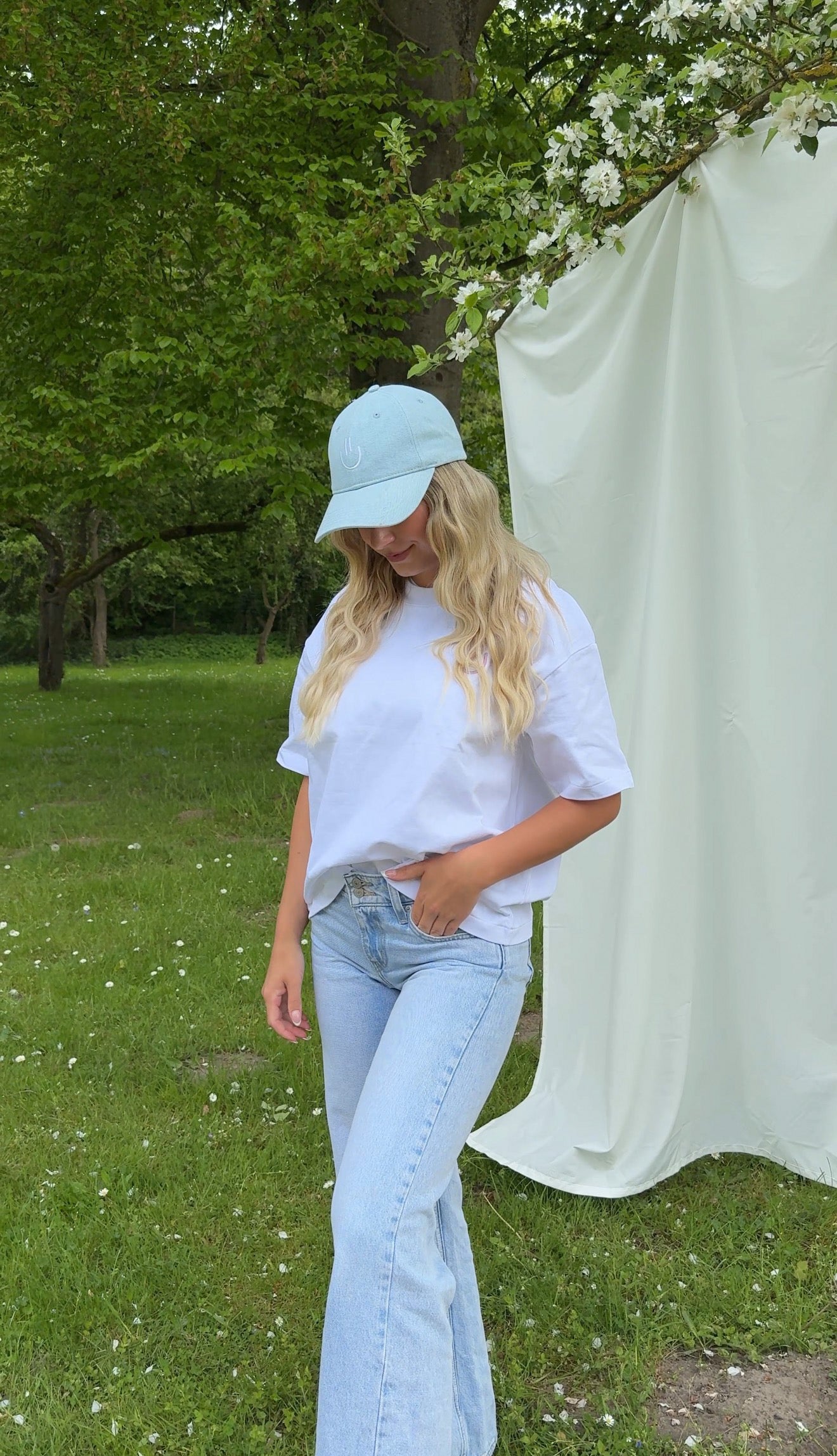 Smiley Kappe Jeansblau