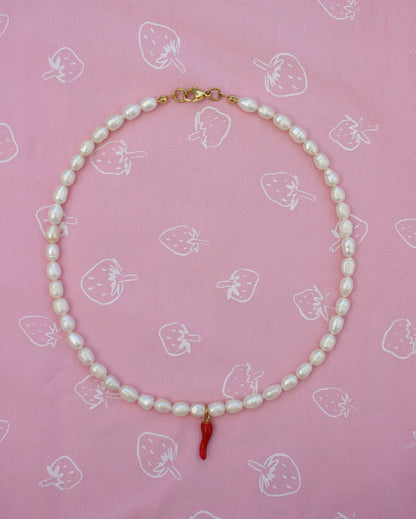 Chili Süßwasserperlen Choker