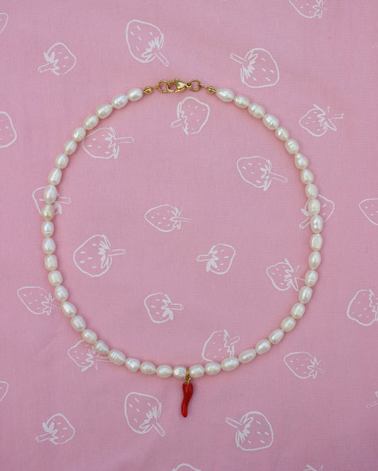 Chili Süßwasserperlen Choker